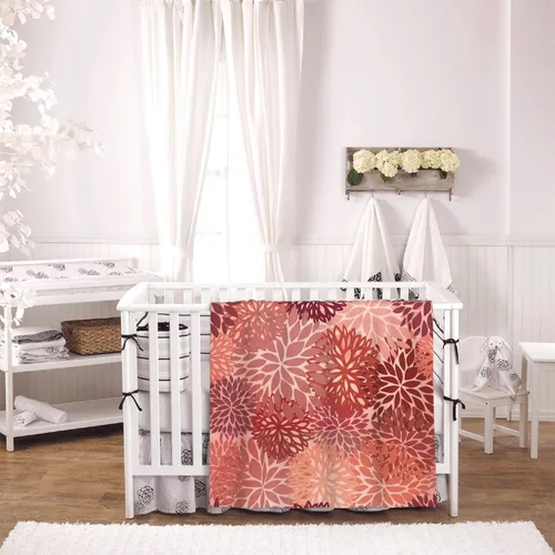 Miniatura 4 de Perinsto Manta floral de crisantemo rojo y rosa, ultra suave y cálida para todas las estaciones, manta decorativa de vellón para cama, silla