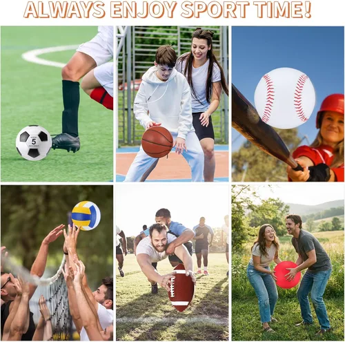 Miniatura 4 de Deekin Juego de 12 pelotas deportivas surtidas para jóvenes y adultos, tamaño oficial, baloncesto, fútbol, voleibol, fútbol, béisbol, pelota