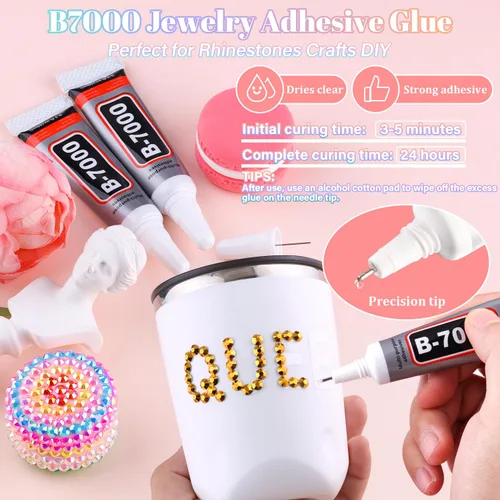 Miniatura 5 de 30000 diamantes de imitación de resina para deslumbrar con pegamento de joyería B7000, gemas de imitación doradas para manualidades, ropa, vasos