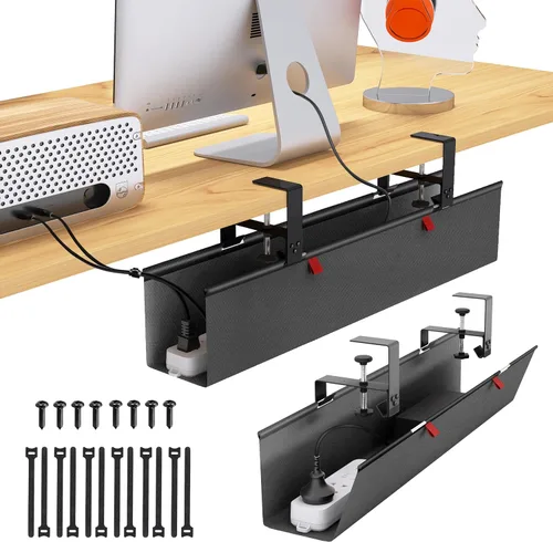 Miniatura 10 de Bandeja de organización de cables debajo del escritorio, gestión de cables debajo del escritorio, montaje de abrazadera/tornillo, organización