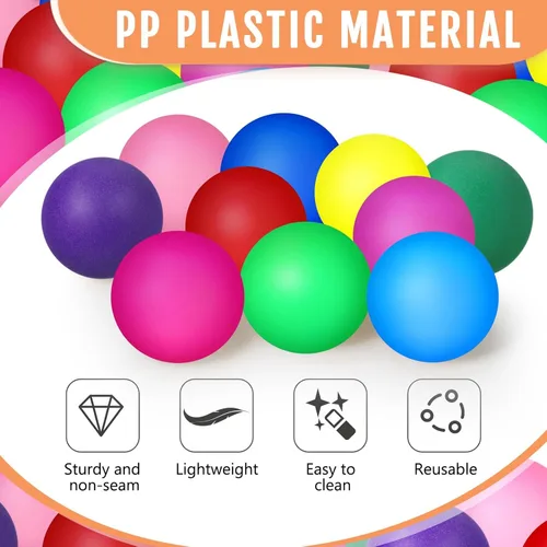 Miniatura 3 de Hanaive 100 unidades pelotas de tenis de mesa multicolor de 40 mm, pelotas de plástico a granel lavables, juego pequeño para juegos de piscina