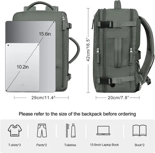 Miniatura 5 de Rinlist - Mochila para computadora portátil de viaje, mochila de cabina para hombres y mujeres, aprobada para vuelos, mochila escolar universitaria