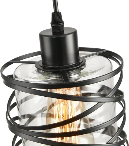 Miniatura 3 de Paquete de 3 Luces Colgantes para Isla de Cocina, Iluminación Colgante para Isla de Cocina, Luz Colgante de Vidrio con Jaula en Espiral, Pantalla