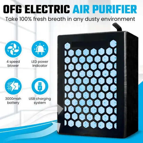 Miniatura 2 de Sistema de aire fresco OFG, respirador reutilizable que proporciona aire filtrado a cualquier máscara, ideal para trabajo con polvo, pintura