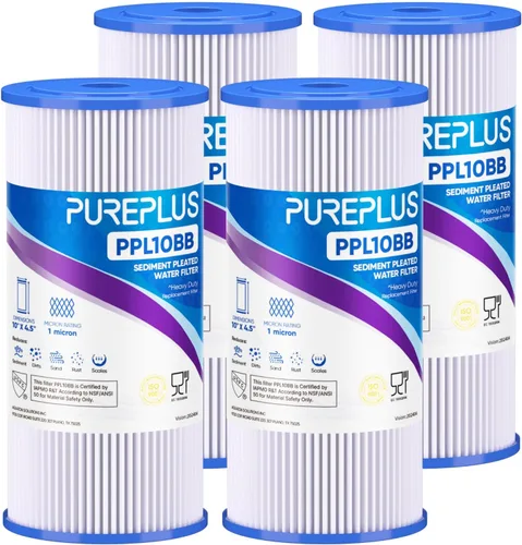 Miniatura 14 de PUREPLUS Filtro de sedimento plisado para toda la casa de 5 micras de 10 x 4.5 pulgadas para agua de pozo, cartucho de repuesto para GE FXHSC