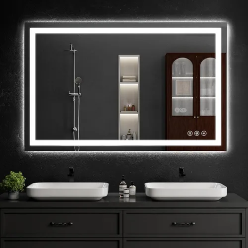 Miniatura 19 de Espejo de baño LED de 30 x 48 pulgadas con luces, regulable, antivaho, espejo de tocador de baño para pared, retroiluminado + luz frontal, función