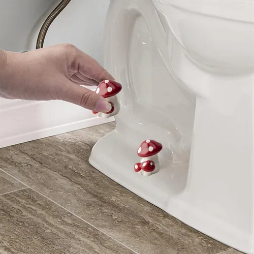 Miniatura 3 de WANSHUNLMI Tapones de pernos de inodoro de hongo rojo, tapas de pernos de inodoro altos de hongo de cerámica, bonita decoración de baño, fácil Rojo