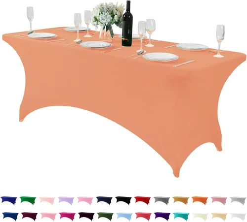 Miniatura 131 de Mantel de elastano para mesas de 4, 6 u 8 pies, mantel elástico universal ajustable para fiestas, banquetes, bodas y eventos - Verde manzana