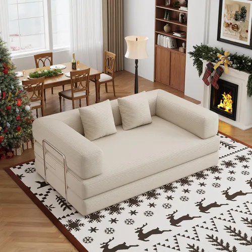 Sofá cama convertible de 59.0 pulgadas, sofá cama futón 4 en 1, sofá cama extraíble, sofá cama sin hueso para sala de estar, sofás de pana sin hueso