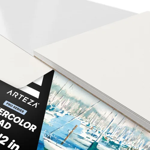 Miniatura 5 de ARTEZA Papel de acuarela, 14 hojas, papel de color de agua de 9 x 12 pulgadas, 140 lb/300 gsm, 100% algodón, prensa en frío, papel de arte sin ácido