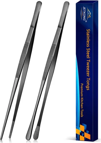 Miniatura 10 de Jetkong 2 pinzas extra grandes de 40 cm, pinzas de cocina extra largas para alimentos, reparación y barbacoa (40 cm, plateado)