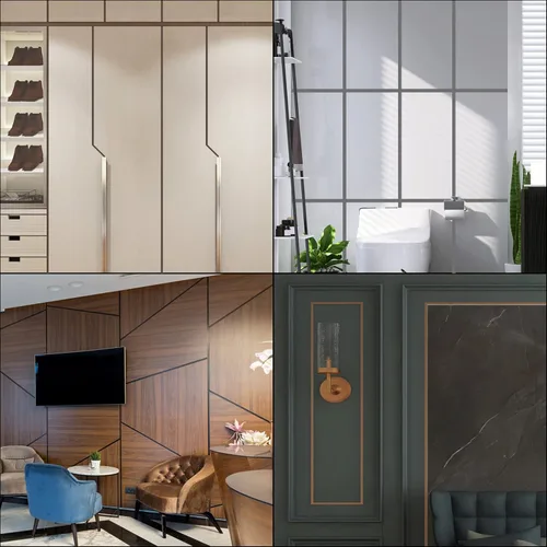 Miniatura 5 de HARFINGTON Adhesivo autoadhesivo para azulejos de suelo, líneas de aluminio, 0.2 pulgadas x 82 pies, decoración del hogar para pared, armario, baño