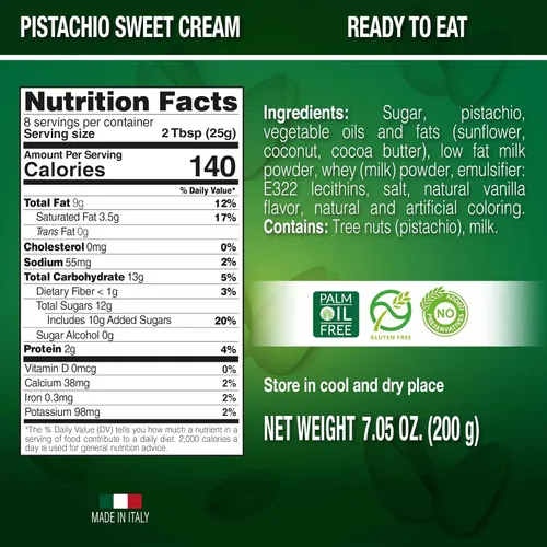Miniatura 2 de SICANIA - Crema de pistacho premium, 7.05 oz (200g) - Auténtica italiana, sin gluten, sin OGM - Crema gourmet para postres, pasteles, barra