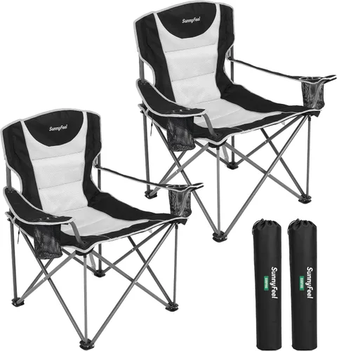 Miniatura 15 de SUNNYFEEL Silla de campamento de gran tamaño para adultos grandes y altos, silla de campamento plegable resistente que soporta 500 libras, silla