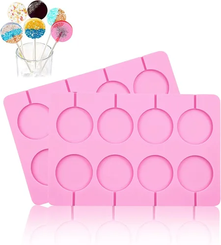 Moldes de silicona para piruletas, moldes grandes de 8 capacidades, moldes redondos de chocolate duro, moldes de hielo, ideales para piruletas,
