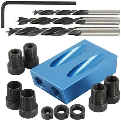 Miniatura 6 de Kit de plantilla de agujero de bolsillo de 14 piezas - Guías de carpintería, herramienta de ángulo de junta, localizador de carpintería - 15°