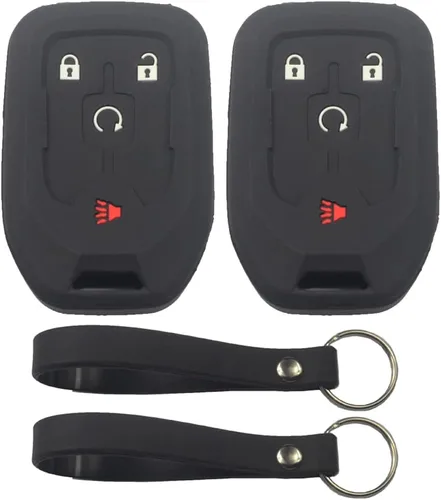 2 fundas de silicona de goma negra con 4 botones para llavero inteligente sin llave compatible con GMC Acadia Terrain 2017-2022, 2 piezas negro