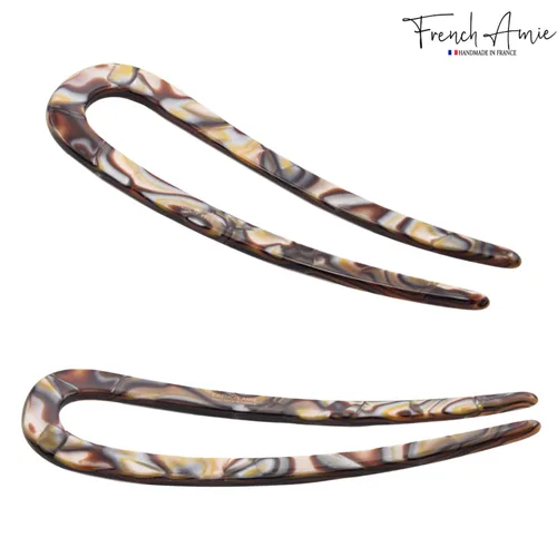 Miniatura 7 de French Amie Slick Silver Onyx Grey - Palo grande de acetato de celulosa hecho a mano de 4 1/4 pulgadas, agarre antideslizante, sin metal, para Ónix