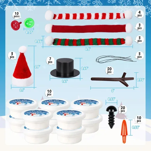Miniatura 4 de Paquete de 10 Rellenos de Medias para Niños, Manualidades Navideñas para Niños a Granel, Kit de Manualidades de Muñeco de Nieve Arcilla Modeladora