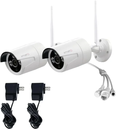 xmartO WB2024-W 2K 3MP WiFi 6 Cámara de seguridad (paquete de 2), lente de 0.142 in, doble banda 2.4G/5GHz, WiFi adicional 6 NVR, micrófono Paquete