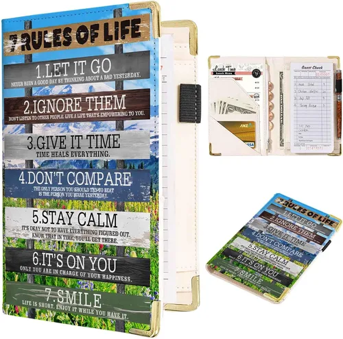 Organizador de Libros de Servidor con Frases Positivas, Libros de Servidor Horizontales para Meseras, Organizador de Personal de Restaurante de