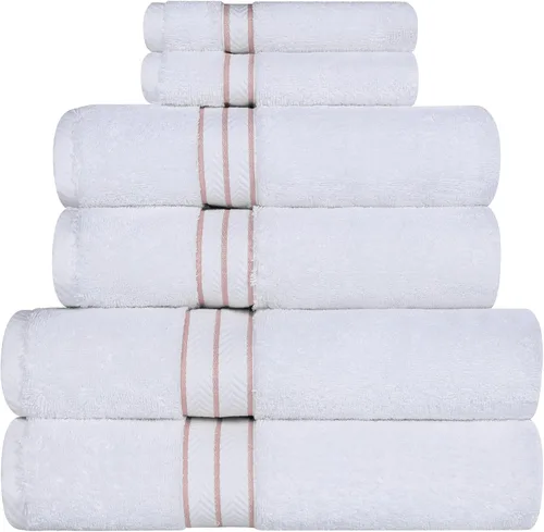 Miniatura 26 de Juego de toallas de baño de algodón turco ultra suave de Superior, juego de 2 piezas, toallas para la ducha, baño, artículos esenciales para el Latte