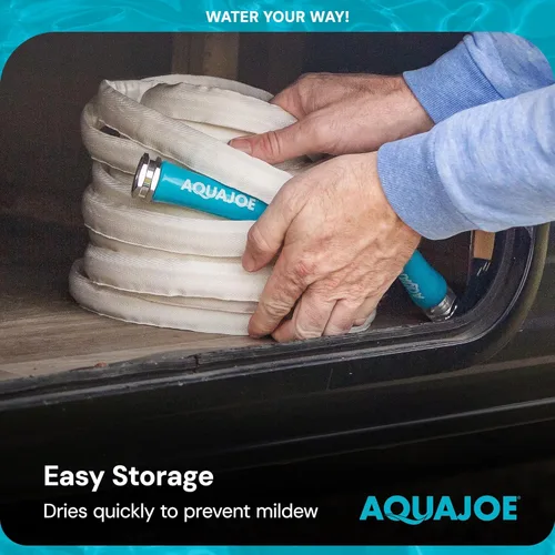 Miniatura 7 de Aqua Joe AJFJH50-58-RV - Manguera de agua para autocaravana con chaqueta flexible de fibra de grado marino, 50 pies, herramienta de riego