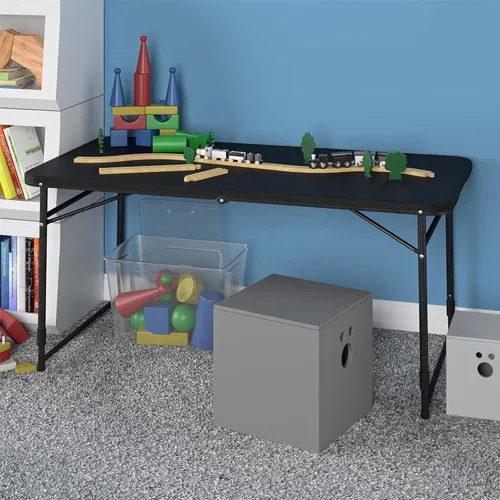 Miniatura 2 de COSCO Mesa utilitaria plegable para interiores y exteriores, altura ajustable, de 4 pies, color negro