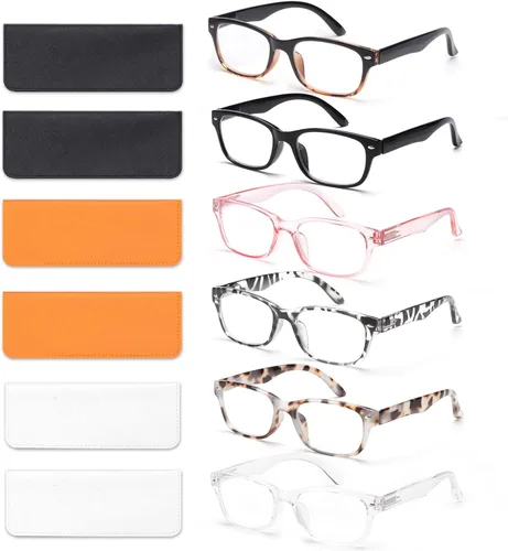 Miniatura 13 de BLOEXCLU Paquete de 6 lentes de lectura para mujeres y hombres, bloqueo de luz azul, bisagra de resorte, lectores de computadora, antifatiga