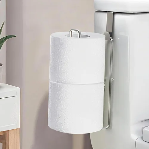 Miniatura 13 de Soporte de papel higiénico con almacenamiento extra de 4 rollos de papel higiénico, soporte de pared sobre el tanque, soporte de papel higiénico