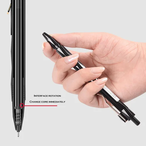 Miniatura 6 de DUNBONG Bolígrafos de gel retráctiles de 0.020 in, tinta negra, punta de aguja, diseño de superficie de corte en forma de diamante, caja de 6 Negro