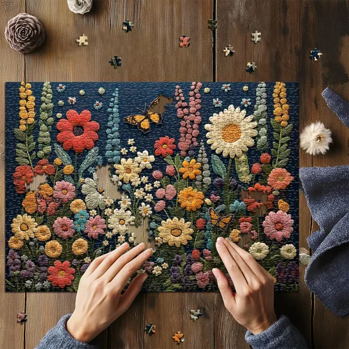 Miniatura 4 de Rompecabezas de flores silvestres para adultos de 1000 piezas, diseño de flores, plantas, mariposas, arte temático, jardín de primavera