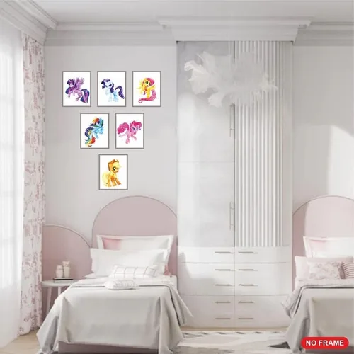 Miniatura 3 de PurpleheARTs Arte de pared de My Little Pony, póster de My Little Pony, decoración de habitación de poni para niños, juego de 6, sin marco, 8 x 10