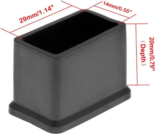Miniatura 2 de Bonsicoky 20 tapas rectangulares de goma para patas de muebles de 1.18 x 0.59 pulgadas (1.181 in x 0.591 in), protectores de piso flexibles