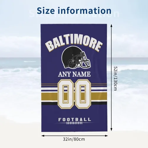 Miniatura 3 de Toallas de playa personalizadas Baltimore, toalla de playa personalizada con número de nombre, toalla de baño suave personalizada, manta de playa