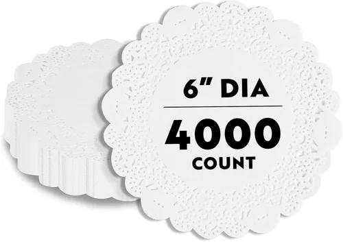 Miniatura 87 de Restaurantware Pastry Tek Blondas de Encaje de 4 x 4 Pulgadas 100 Vajilla Decorativa - Blondas de Mesa Desechables Redondas de Papel Negro