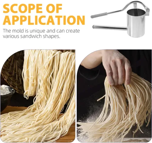 Miniatura 3 de Máquina de prensa de fideos manuales de acero inoxidable para hacer pasta, fideos manuales para lasaña de espagueti, ravioli, fideos, máquina