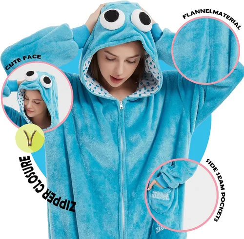 Miniatura 5 de SWEETXIN Pijama unisex para adultos, disfraz de Halloween, Navidad, cosplay para mujeres y hombres