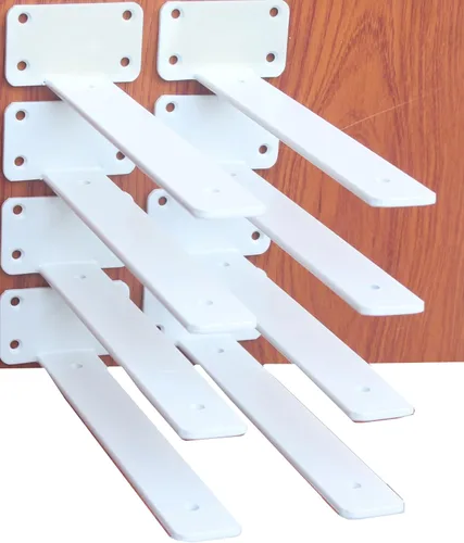Miniatura 55 de Paquete de 2 - Soportes de estante en L ocultos negros de 4 pulgadas (1/5 pulgada de grosor) Soportes de estante flotante de hierro Soportes