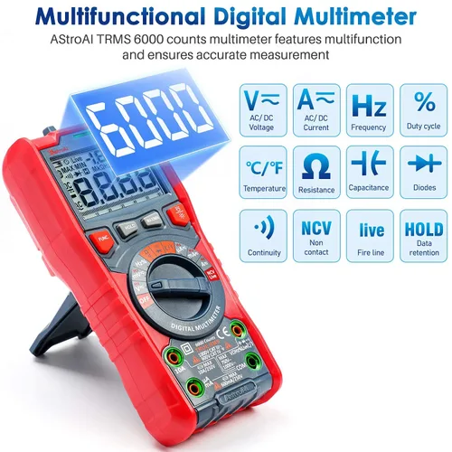 Miniatura 3 de AstroAI TRMS - Kit de cables de prueba de multímetro digital de 6000 cuentas+multímetro