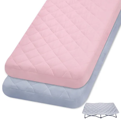 Joovy - Juego de 2 sábanas acolchadas para regalo de mi cuna portátil, cuna de viaje (solo sábana, cama no incluida), funda acolchada suave, rosa y