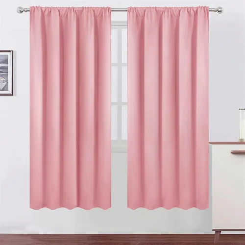 Miniatura 119 de LEMOMO Cortinas opacas negras para cocina, 42 x 45 pulgadas, juego de 2 paneles de cortinas opacas con bolsillo para cortinero para ventana pequeña