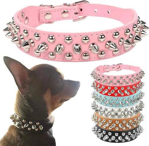 Miniatura 8 de PETCARE Collar de Perro con Pinchos Negro de Cuero PU Suave con Hongos Divertidos Remaches y Tachuelas Collar de Cachorro Ajustable para Exteriores