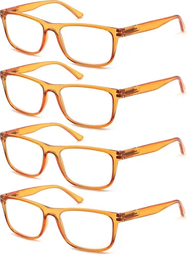 Miniatura 17 de Gafas de lectura 1.50 de gran tamaño cuadradas para hombres lectores marco negro paquete de 4, anteojos cómodos y ligeros para leer con bisagra