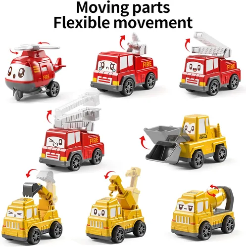 Miniatura 5 de TEMI - Juguetes de coches tirados para niños pequeños de 1, 2, 3 años para niños y niñas, 12 piezas de juguetes de coches para bebés con alfombrilla