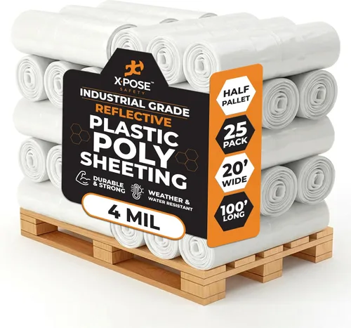 Miniatura 6 de Xpose Safety Lámina de plástico transparente – Rollo de 20' x 100' – Lámina de polietileno resistente de 4 mil – Impermeable, a prueba de polvo