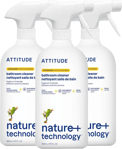 Miniatura 10 de ATTITUDE Spray limpiador de baño, verificado por EWG, a base de plantas y vegano, seguro para superficies de baño, azulejos, bañeras, paredes