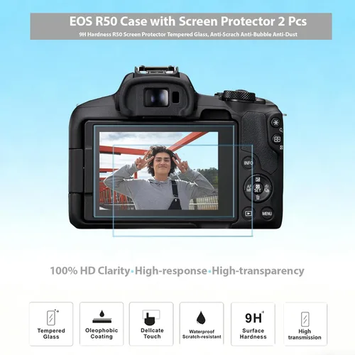 Miniatura 5 de Funda para cámara Canon EOS R50, funda protectora de silicona suave, antiarañazos, funda ajustada delgada con accesorios de protector de pantalla