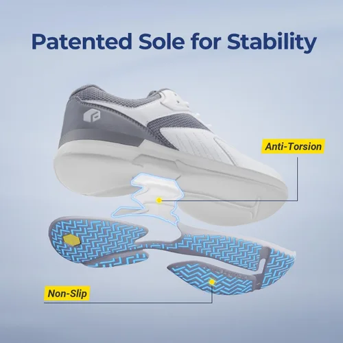 Miniatura 5 de FitVille Zapatos anchos de pickleball para hombre de toda cancha, zapatos de tenis con soporte de arco para fascitis plantar