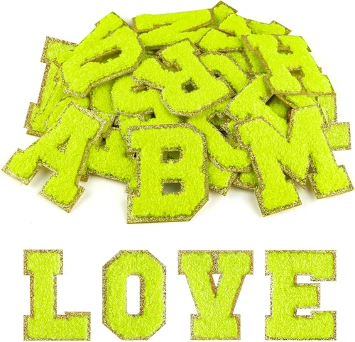 Miniatura 12 de Morcheiong 52 parches de letras de felpilla autoadhesivas de la A a la Z, letras de felpilla para ropa, tela, zapatos y bolsas (rosa claro)
